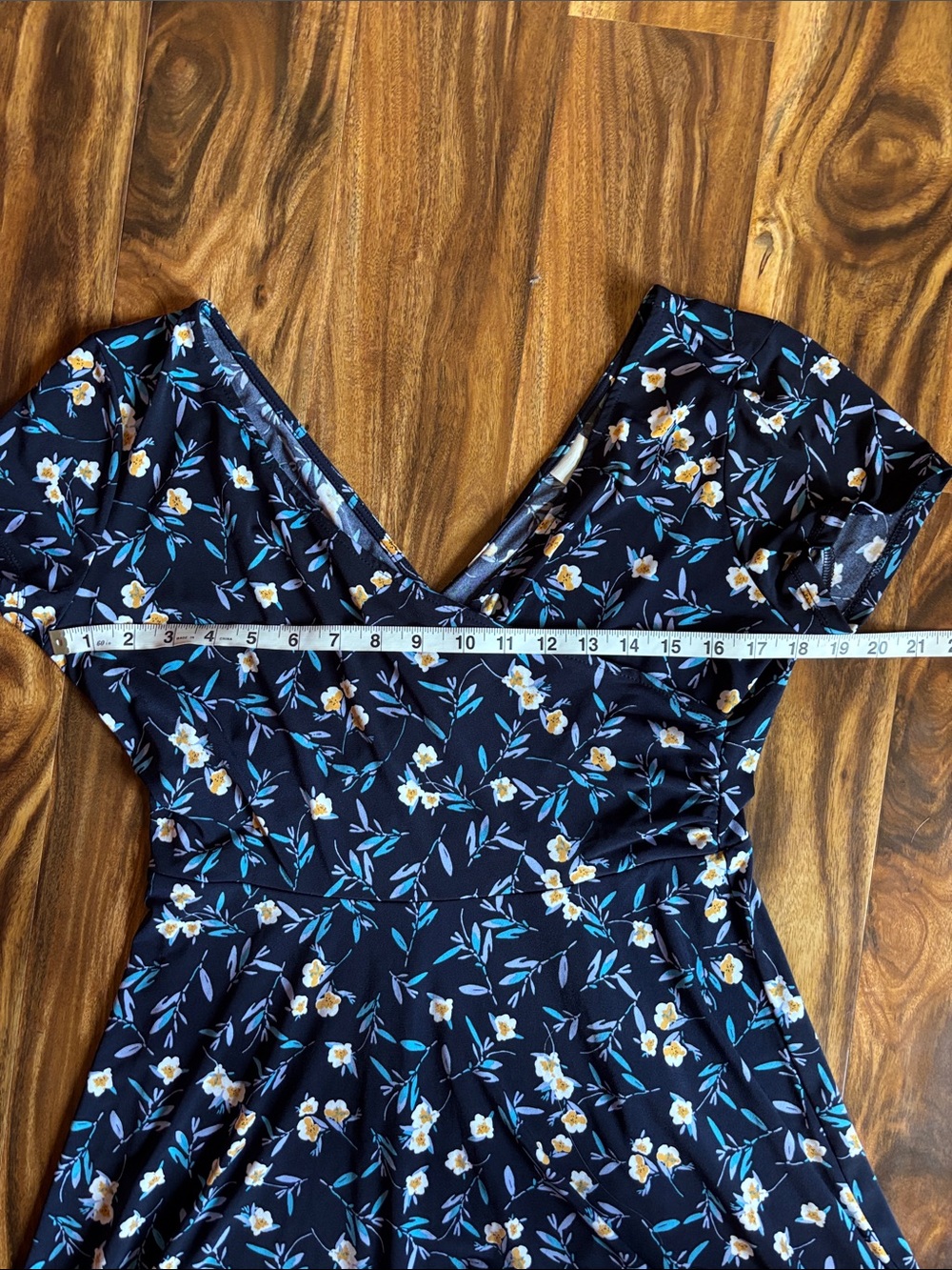 Kaileigh Black Midi Dress with Yellow & Blue Floral Print - Picture 4 of 8